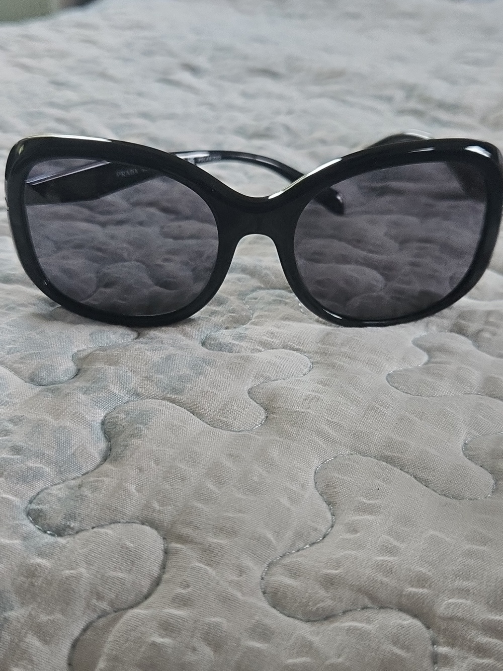 Prada Glossy Black Rounded Frame Sunglasses - Picture 5 of 9